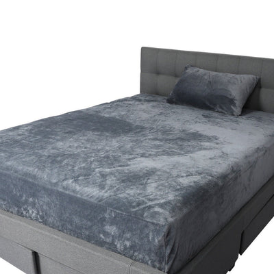 Bedding Set Ultrasoft Fitted Bed Sheet with Pillowcases Dark Grey King Single Payday Deals