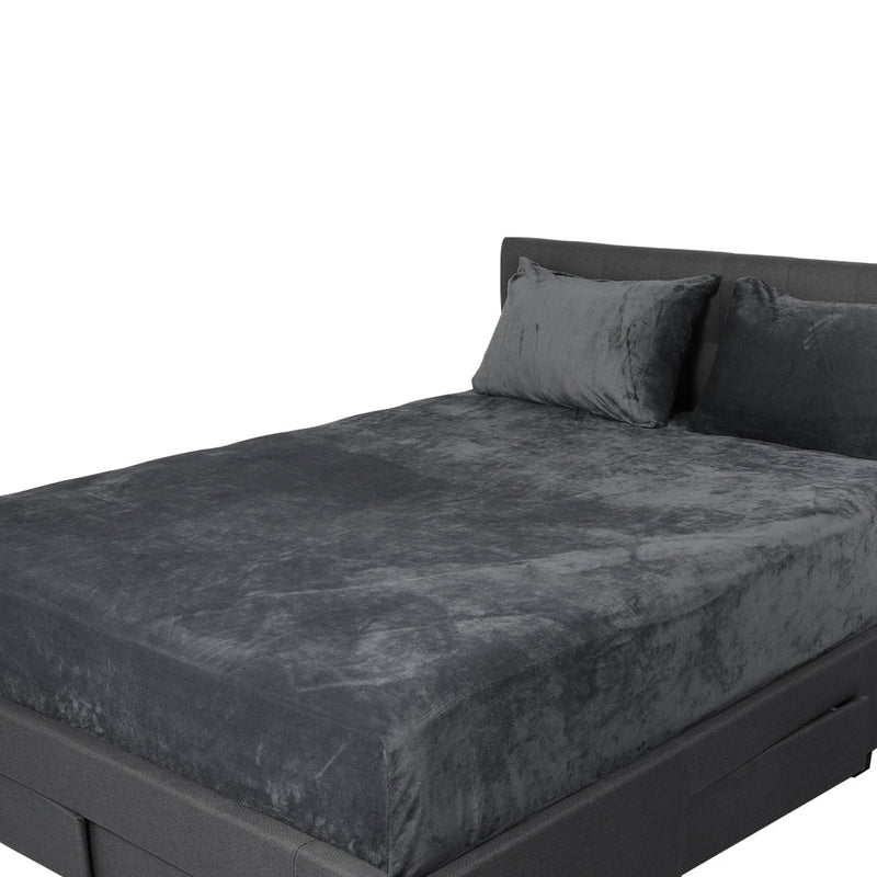 Bedding Set Ultrasoft Fitted Bed Sheet with Pillowcases Dark Grey Queen Payday Deals