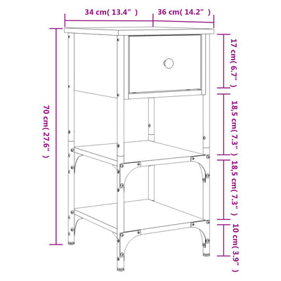 Bedside Cabinet Black 34x36x70 cm Engineered Wood Payday Deals