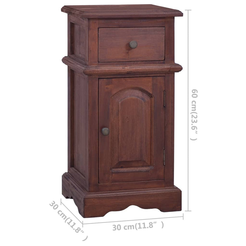 Bedside Cabinet Classical Brown Solid Mahogany Wood Payday Deals