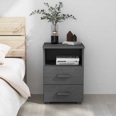 Bedside Cabinet Dark Grey 40x35x62 cm Solid Wood Pine