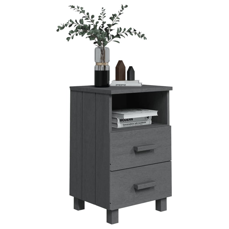 Bedside Cabinet Dark Grey 40x35x62 cm Solid Wood Pine Payday Deals