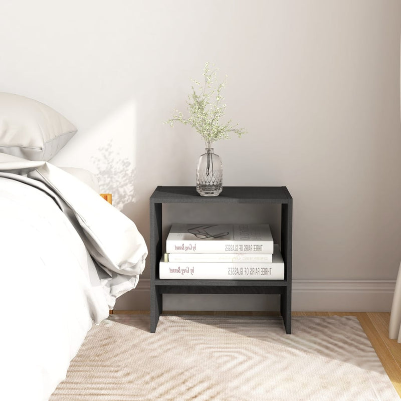Bedside Cabinet Grey 40x30.5x40 cm Solid Pinewood Payday Deals