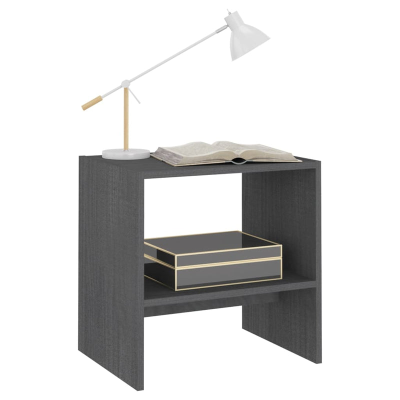 Bedside Cabinet Grey 40x30.5x40 cm Solid Pinewood Payday Deals