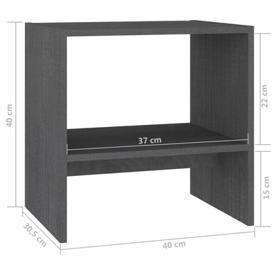 Bedside Cabinet Grey 40x30.5x40 cm Solid Pinewood Payday Deals