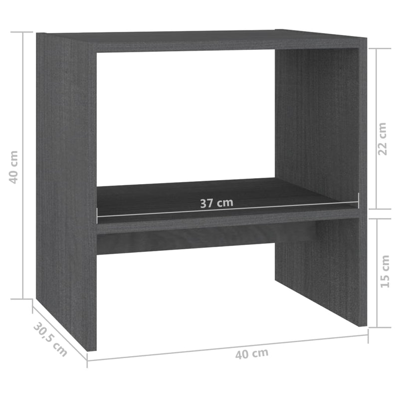 Bedside Cabinet Grey 40x30.5x40 cm Solid Pinewood Payday Deals