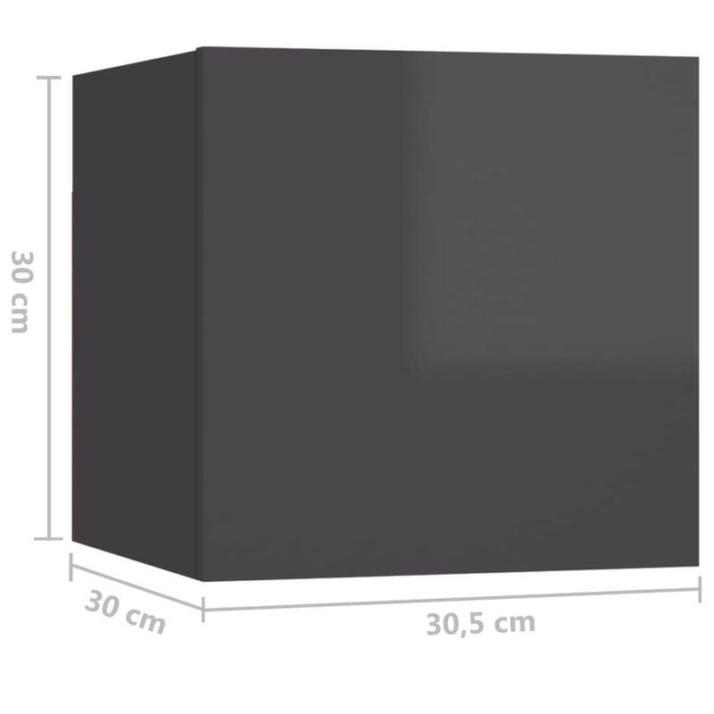 Bedside Cabinet High Gloss Grey 30.5x30x30 cm Engineered Wood Payday Deals
