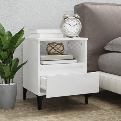 Bedside Cabinet High Gloss White 40x35x50 cm Payday Deals