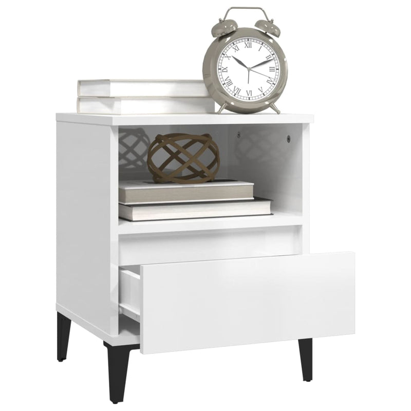 Bedside Cabinet High Gloss White 40x35x50 cm Payday Deals