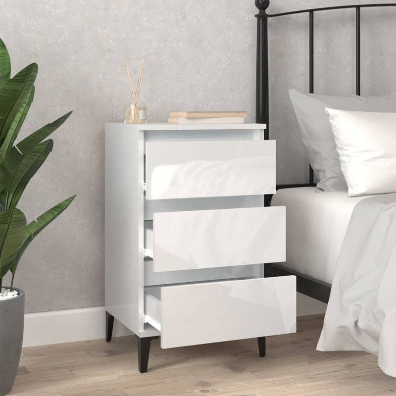 Bedside Cabinet High Gloss White 40x35x70 cm Engineered Wood Payday Deals