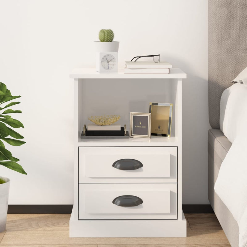 Bedside Cabinet High Gloss White 43x36x60 cm Payday Deals