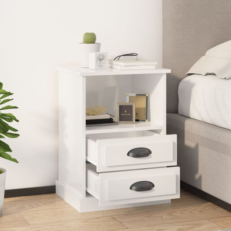 Bedside Cabinet High Gloss White 43x36x60 cm Payday Deals