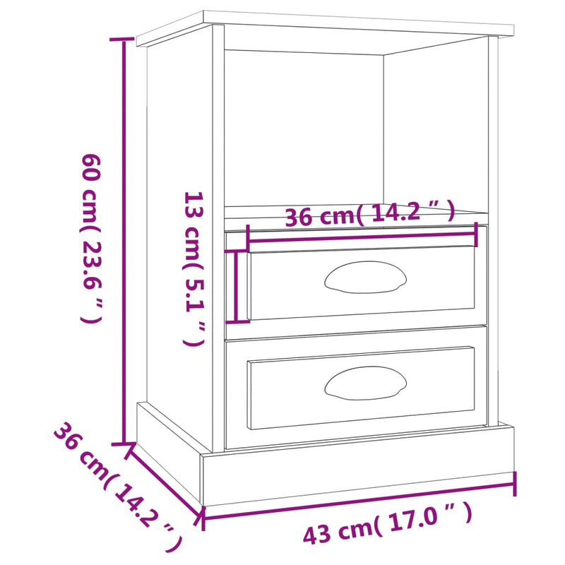 Bedside Cabinet High Gloss White 43x36x60 cm Payday Deals