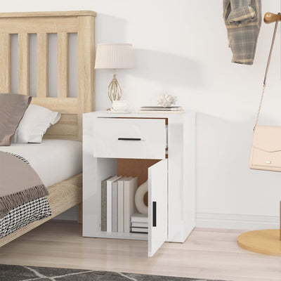 Bedside Cabinet High Gloss White 50x36x60 cm Engineered Wood Payday Deals