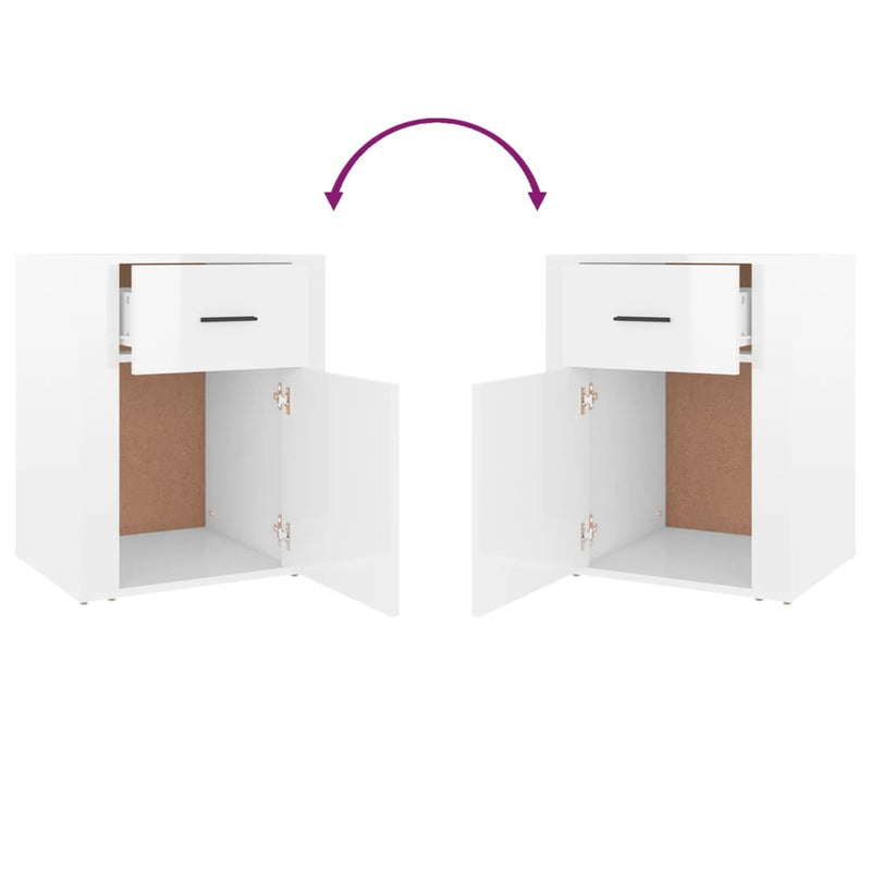 Bedside Cabinet High Gloss White 50x36x60 cm Engineered Wood Payday Deals