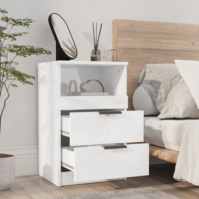 Bedside Cabinet High Gloss White Engineered Wood Payday Deals