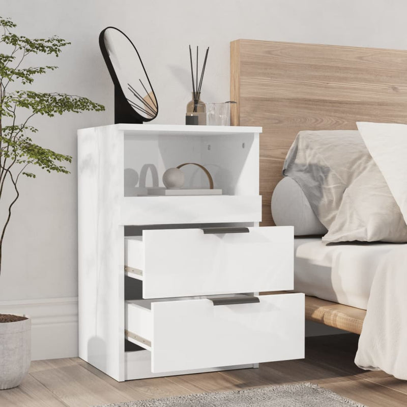 Bedside Cabinet High Gloss White Engineered Wood Payday Deals