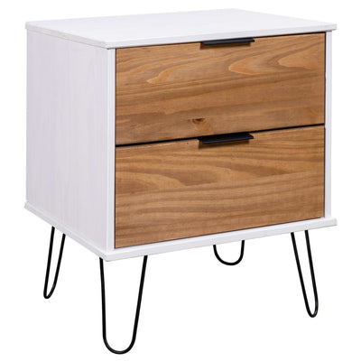 Bedside Cabinet Light Wood and White 45x39.5x57 cm Pine Wood