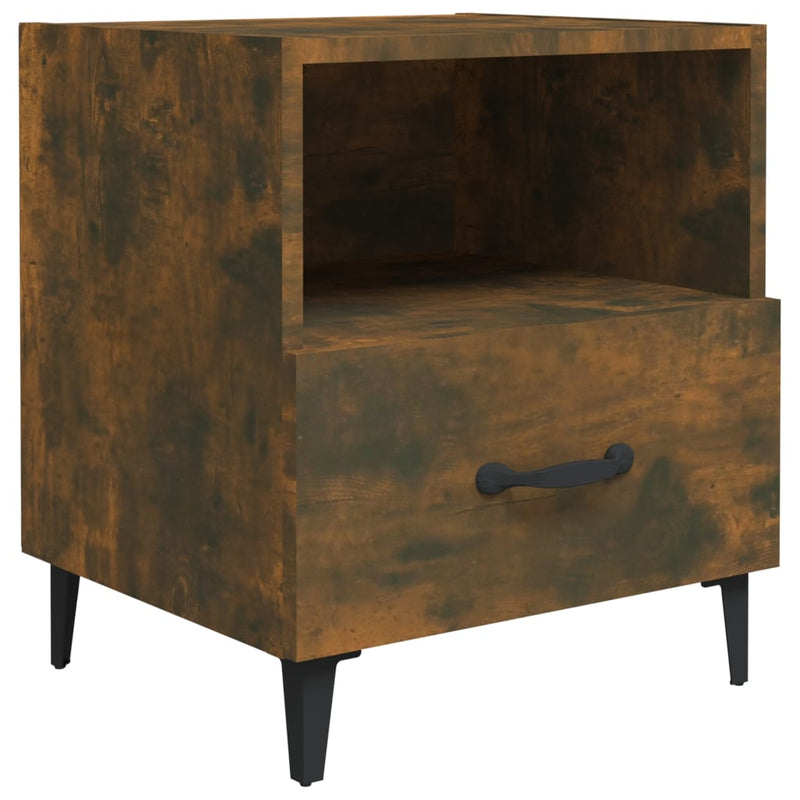 Bedside Cabinet Smoked Oak Engineered Wood Payday Deals