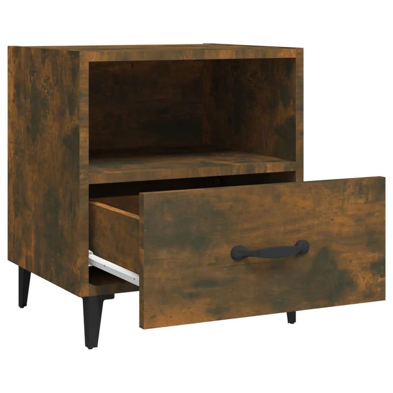 Bedside Cabinet Smoked Oak Engineered Wood Payday Deals