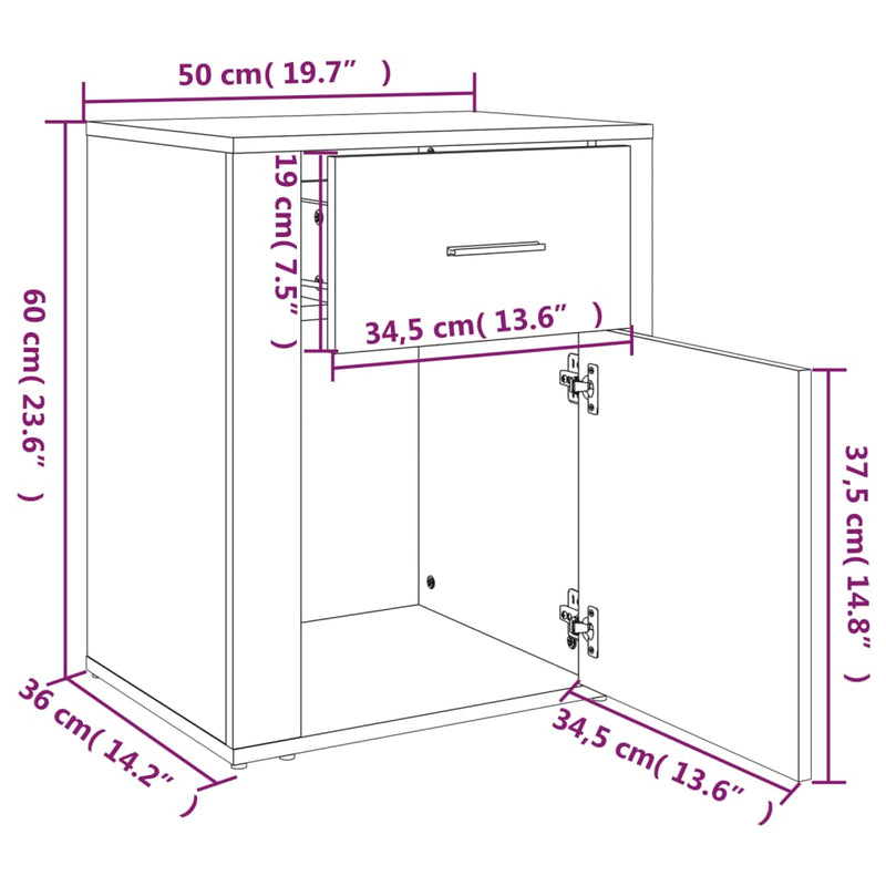 Bedside Cabinet Sonoma Oak 50x36x60 cm Engineered Wood Payday Deals