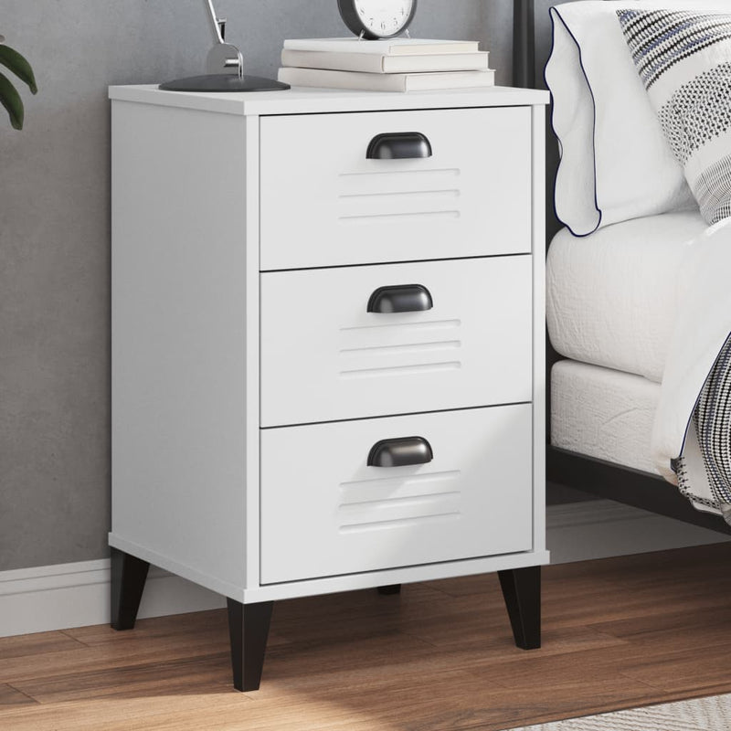 Bedside Cabinet VIKEN White Engineered Wood Payday Deals