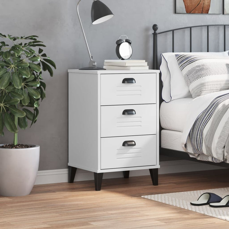 Bedside Cabinet VIKEN White Engineered Wood Payday Deals