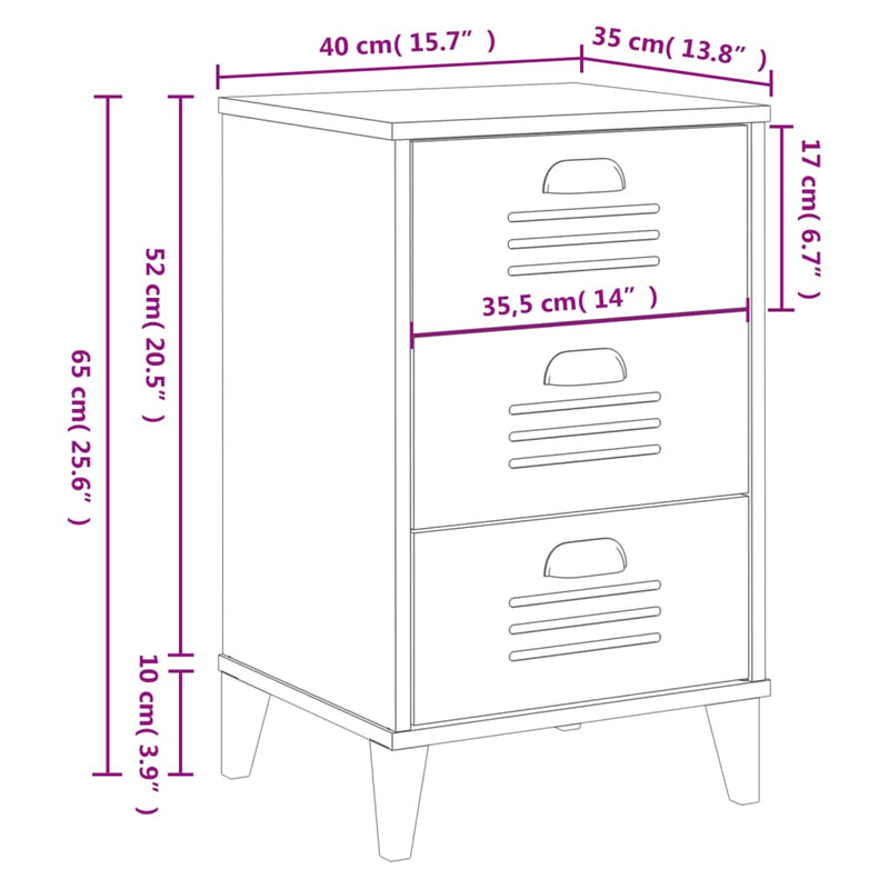 Bedside Cabinet VIKEN White Engineered Wood Payday Deals