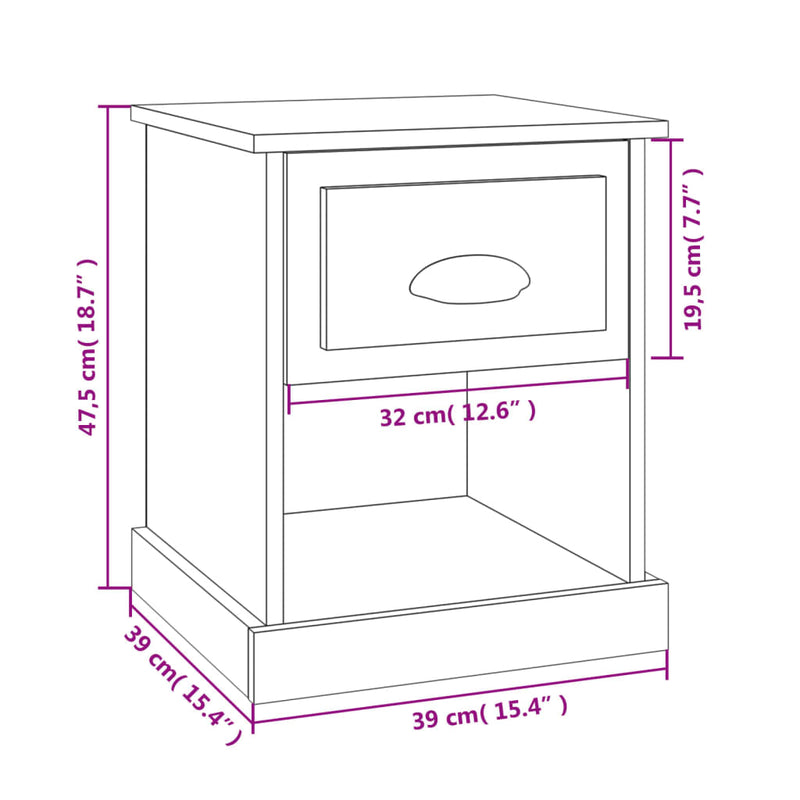 Bedside Cabinet White 39x39x47.5 cm Engineered Wood Payday Deals