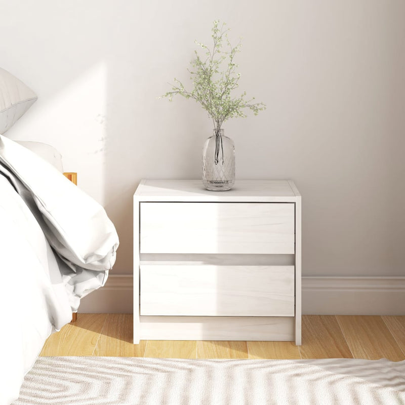 Bedside Cabinet White 40x30.5x35.5 cm Solid Pine Wood Payday Deals