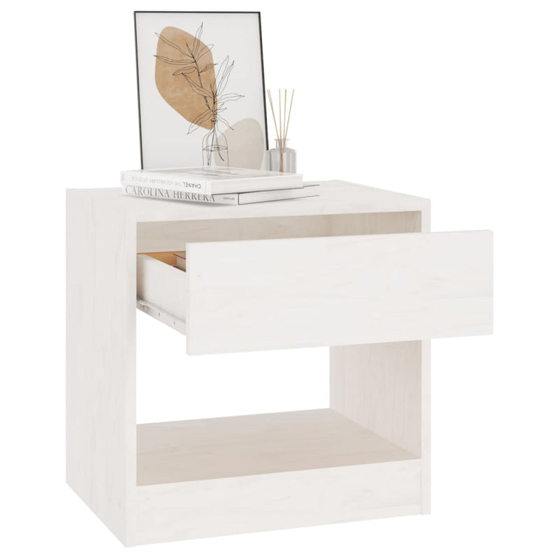 Bedside Cabinet White 40x31x40 cm Solid Pinewood Payday Deals