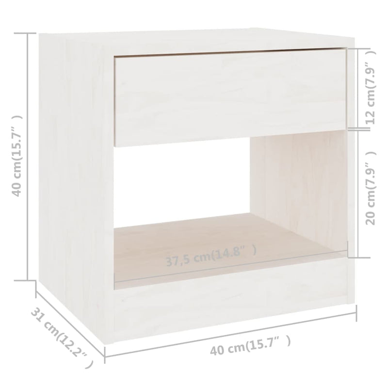 Bedside Cabinet White 40x31x40 cm Solid Pinewood Payday Deals
