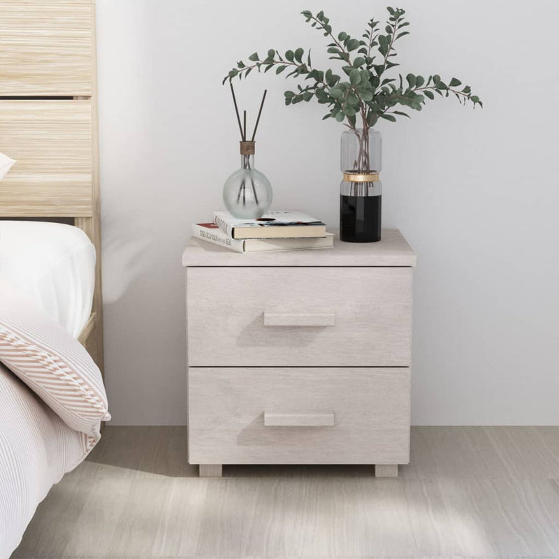 Bedside Cabinet White 40x35x44.5 cm Solid Wood Pine Payday Deals