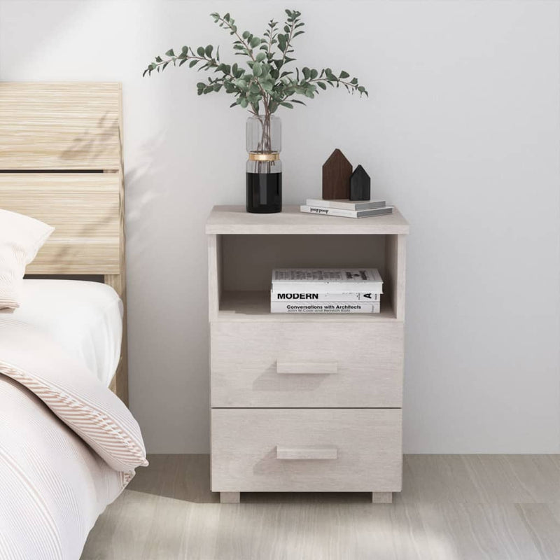 Bedside Cabinet White 40x35x62 cm Solid Wood Pine Payday Deals