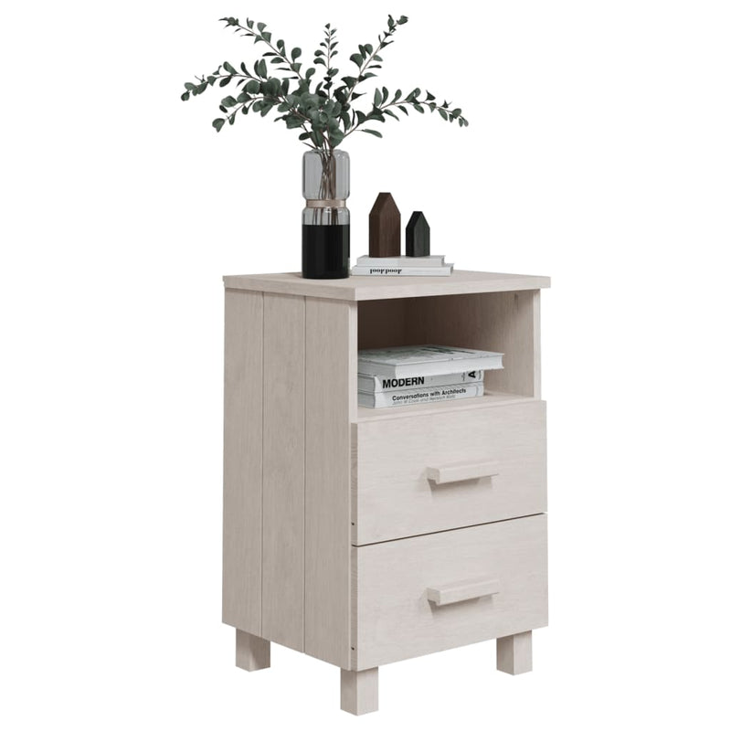 Bedside Cabinet White 40x35x62 cm Solid Wood Pine Payday Deals