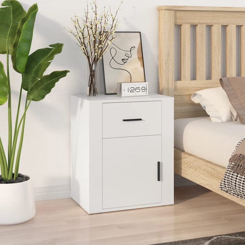 Bedside Cabinet White 50x36x60 cm Engineered Wood Payday Deals