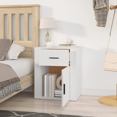 Bedside Cabinet White 50x36x60 cm Engineered Wood Payday Deals