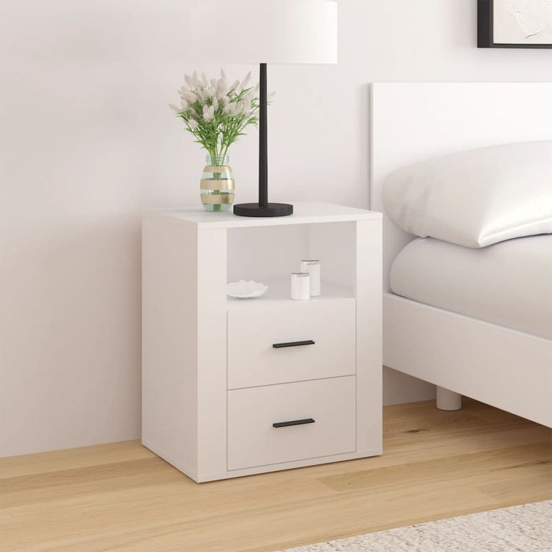 Bedside Cabinet White 50x36x60 cm Engineered Wood Payday Deals