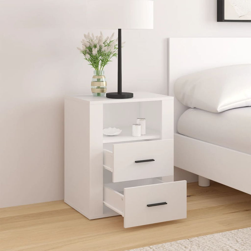 Bedside Cabinet White 50x36x60 cm Engineered Wood Payday Deals