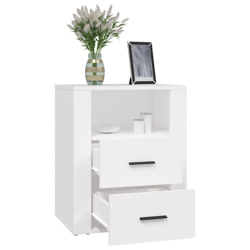 Bedside Cabinet White 50x36x60 cm Engineered Wood Payday Deals