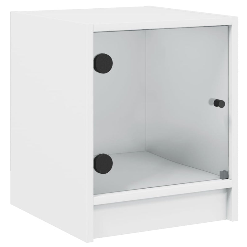 Bedside Cabinet with Glass Door White 35x37x42 cm Payday Deals