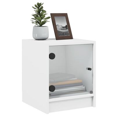 Bedside Cabinet with Glass Door White 35x37x42 cm Payday Deals