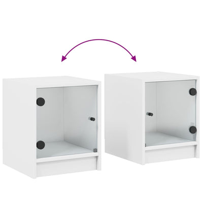 Bedside Cabinet with Glass Door White 35x37x42 cm Payday Deals