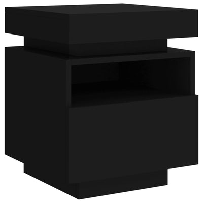 Bedside Cabinet with LED Lights Black 40x39x48.5 cm Payday Deals