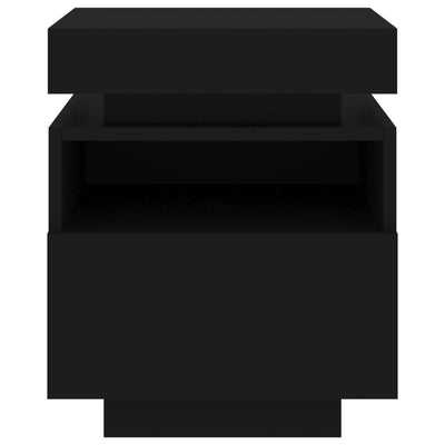 Bedside Cabinet with LED Lights Black 40x39x48.5 cm Payday Deals