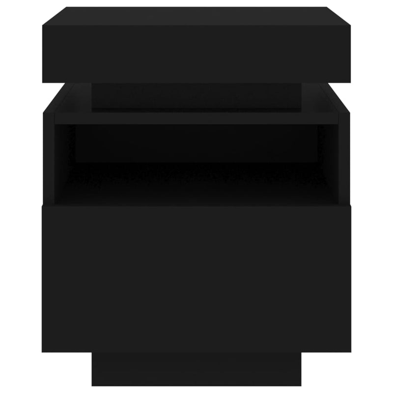 Bedside Cabinet with LED Lights Black 40x39x48.5 cm Payday Deals