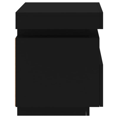 Bedside Cabinet with LED Lights Black 40x39x48.5 cm Payday Deals