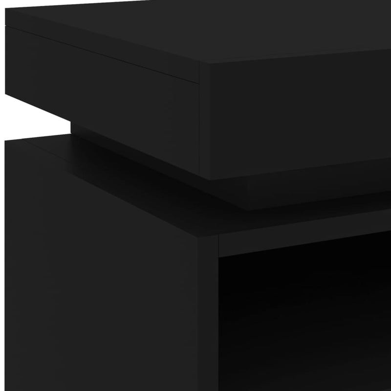 Bedside Cabinet with LED Lights Black 40x39x48.5 cm Payday Deals