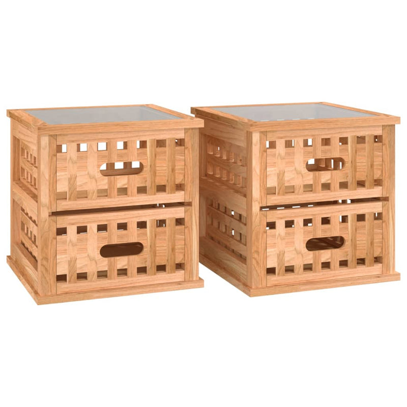 Bedside Cabinets 2 pcs 34x34x34 cm Solid Wood Walnut Payday Deals