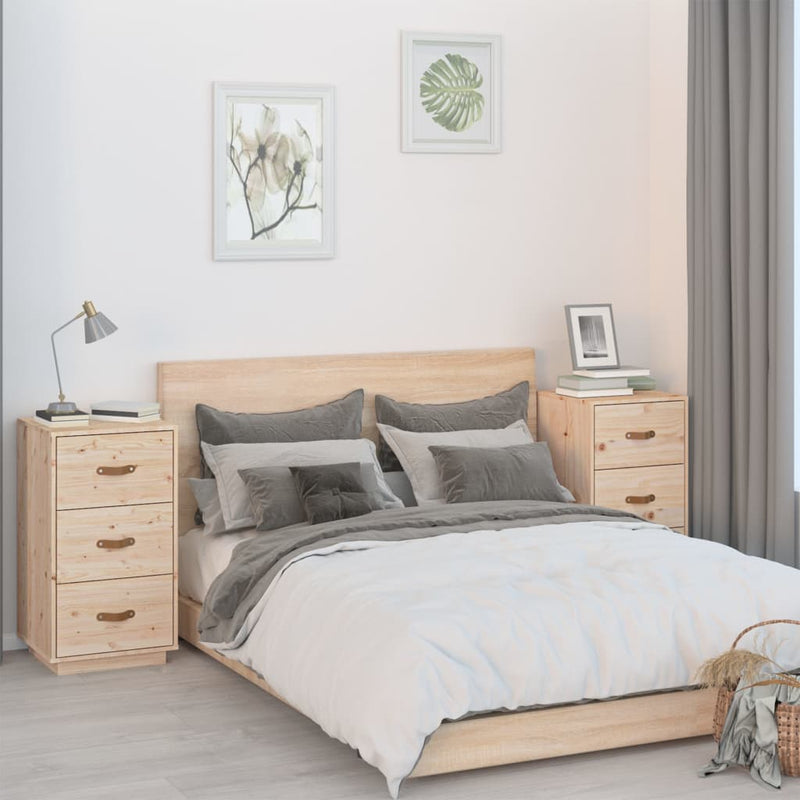 Bedside Cabinets 2 pcs 40x40x75 cm Solid Wood Pine Payday Deals